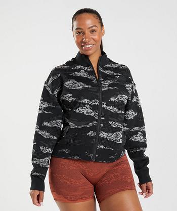 Dámské Bundy Gymshark Adapt Camo Seamless Track Černé Světle Šedé | CZ 3535DFM